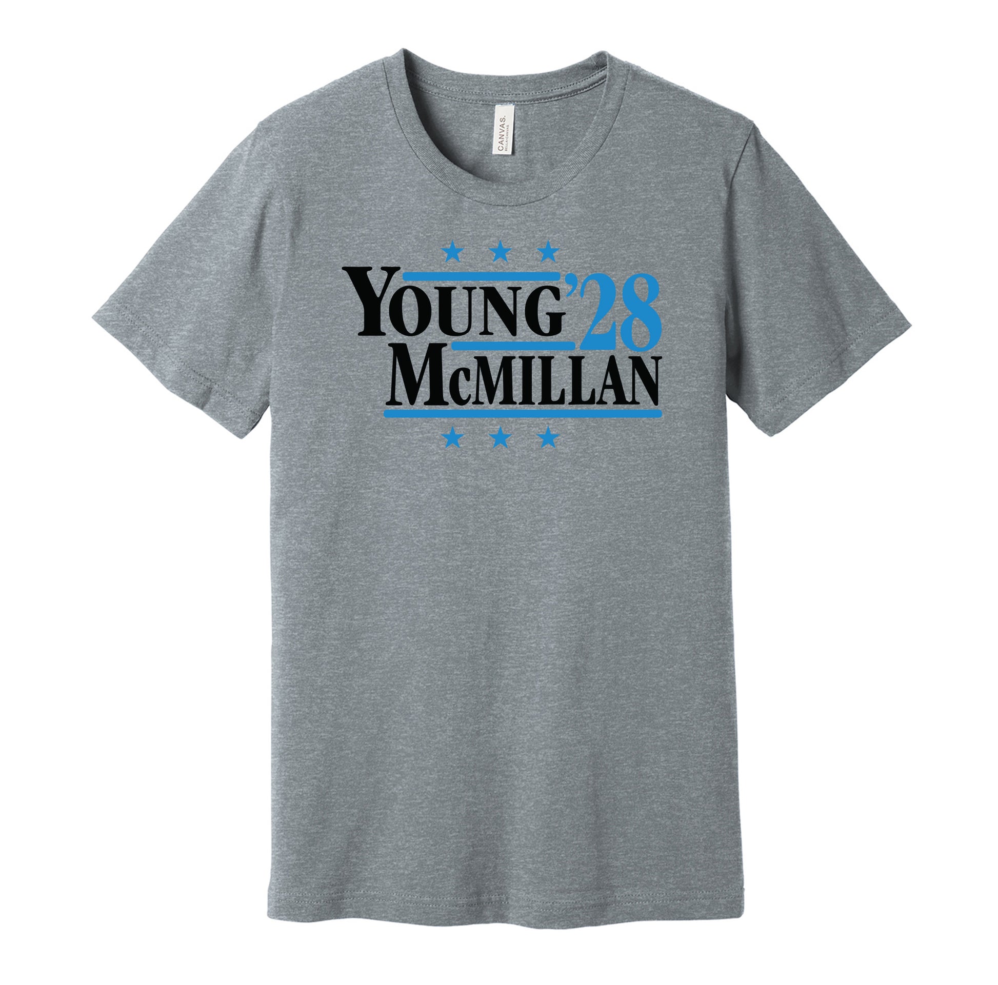 bryce young tetairoa mcmillan '28 for president 2028 carolina panthers fan grey shirt football gameday tee 2026