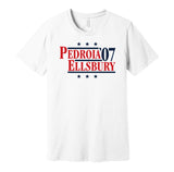 pedroia ellsbury '07 for president 2007 boston red sox world series championship fan white shirt gameday tee