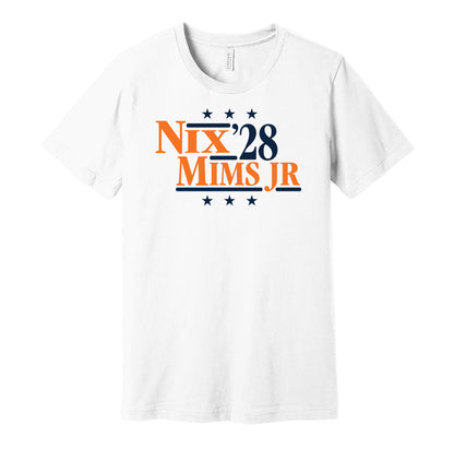 bo nix marvin mims jr for president 2028 denver broncos fan election parody white shirt