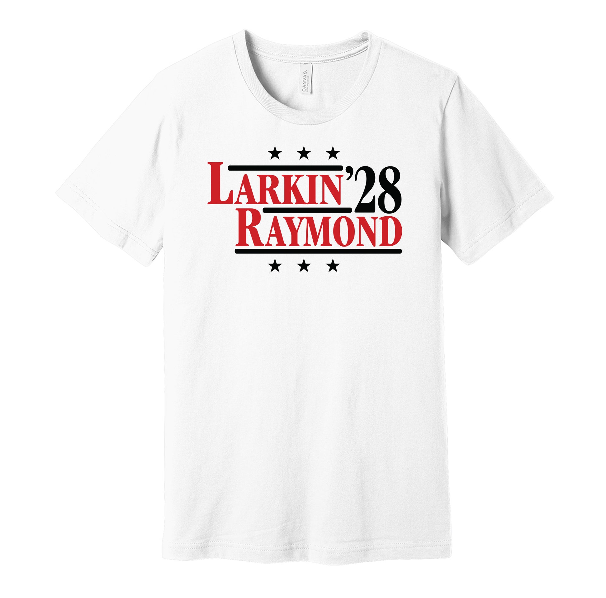 larkin raymond '28 for president 2028 detroit red wings election parody white shirt