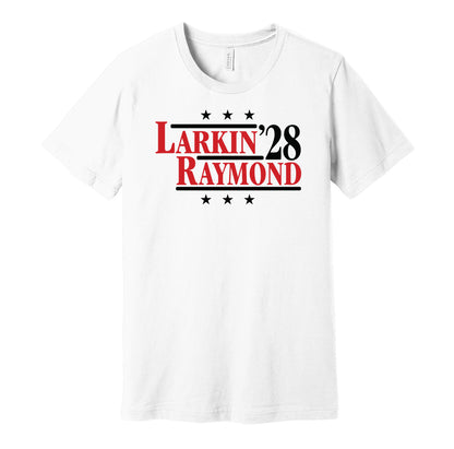 larkin raymond '28 for president 2028 detroit red wings election parody white shirt