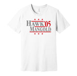 aj hawk mangold '05 for president 2005 ohio state buckeyes legends fan white shirt