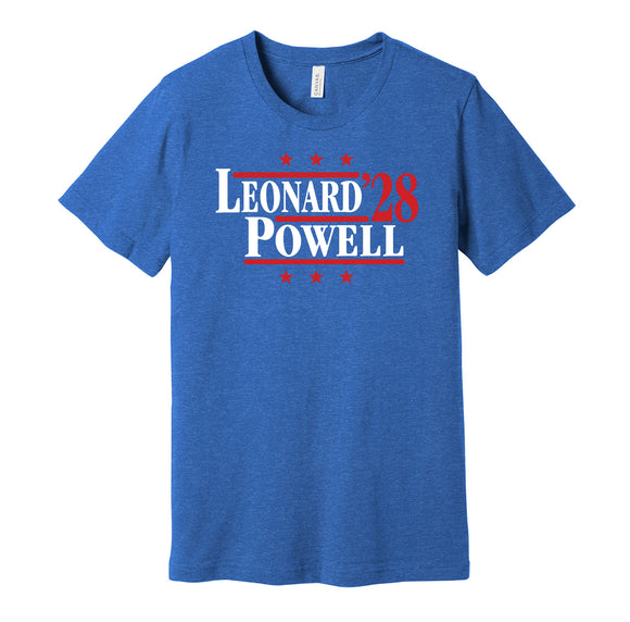 kawhi leonard powell '28 for president 2028 los angeles clippers fan election parody blue shirt