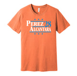 perez alcantara '28 for president 2028 miami marlins fans election parody orange shirt