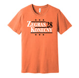 zegras konecny '28 for president 2028 philadelphia flyers fan orange shirt gameday tee