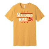 mahomes rice '28 kansas city chiefs fan gold shirt gameday hype tee 2028 2026