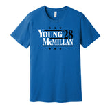 bryce young tetairoa mcmillan '28 for president 2028 carolina panthers fan blue shirt football gameday tee 2026