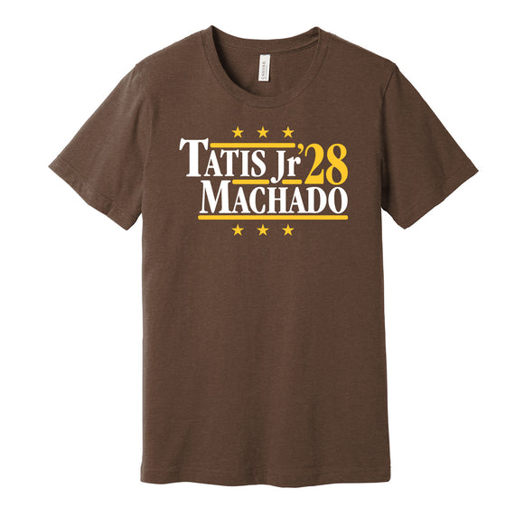 tatis jr machado '28 for president 2028 san diego padres fan election parody brown shirt