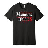 mahomes rice '28 kansas city chiefs fan black shirt gameday hype tee 2028 2026