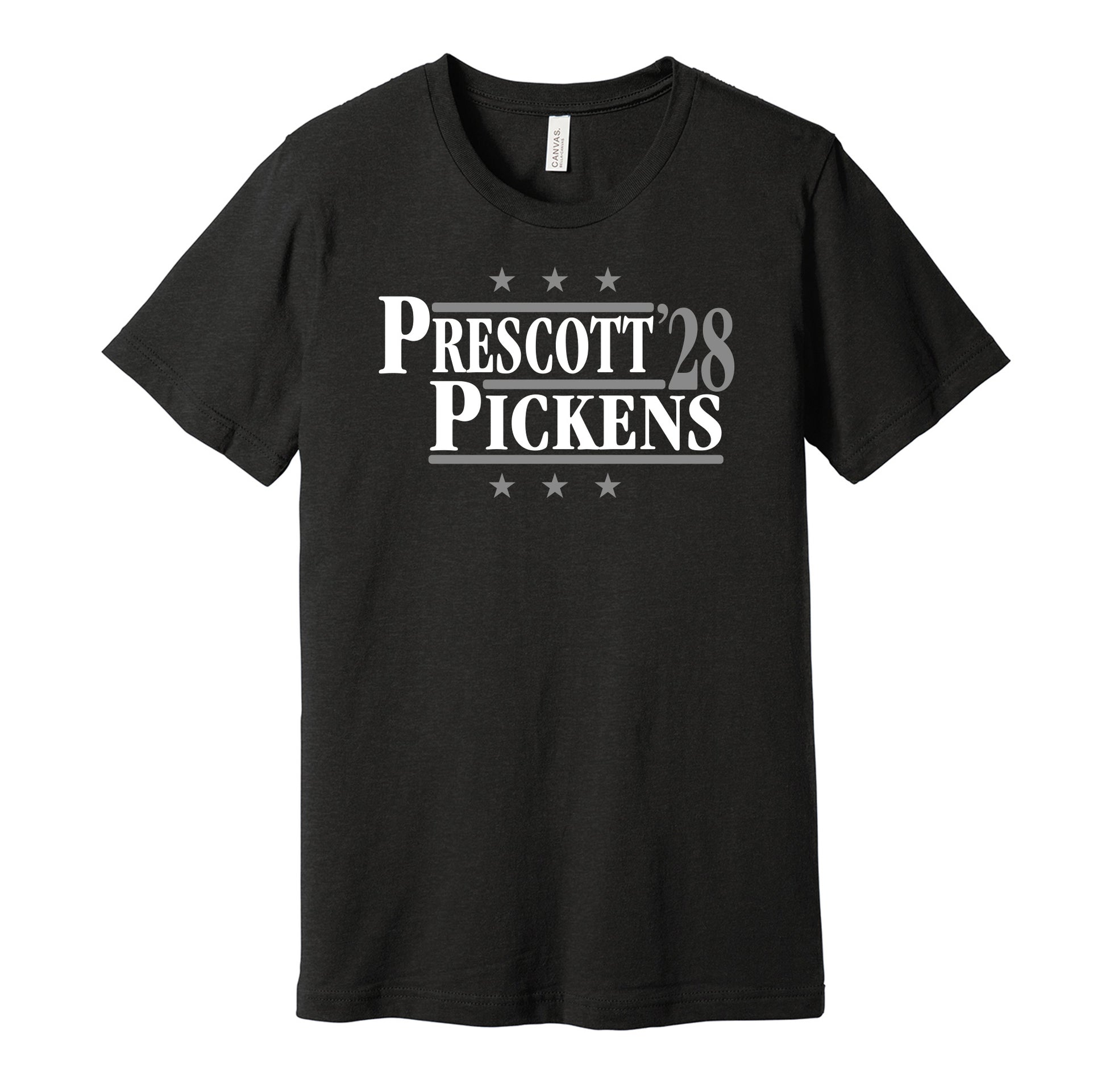 dak prescott pickens '28 dallas cowboys fan black shirt football gameday tee for president