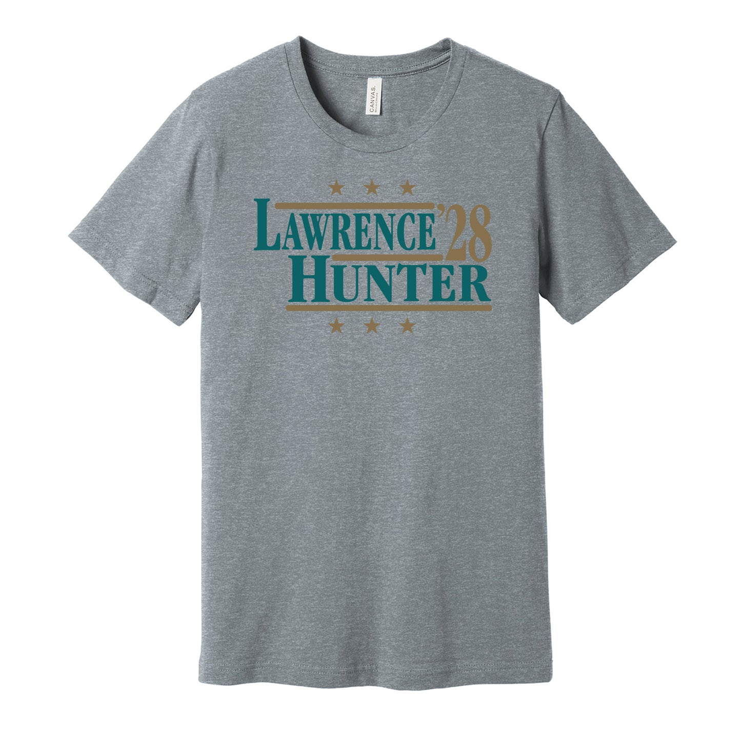 lawrence hunter '28 for president trevor travis hunter jacksonville jaguars fan grey shirt election parody tee