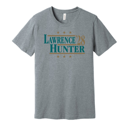 lawrence hunter '28 for president trevor travis hunter jacksonville jaguars fan grey shirt election parody tee