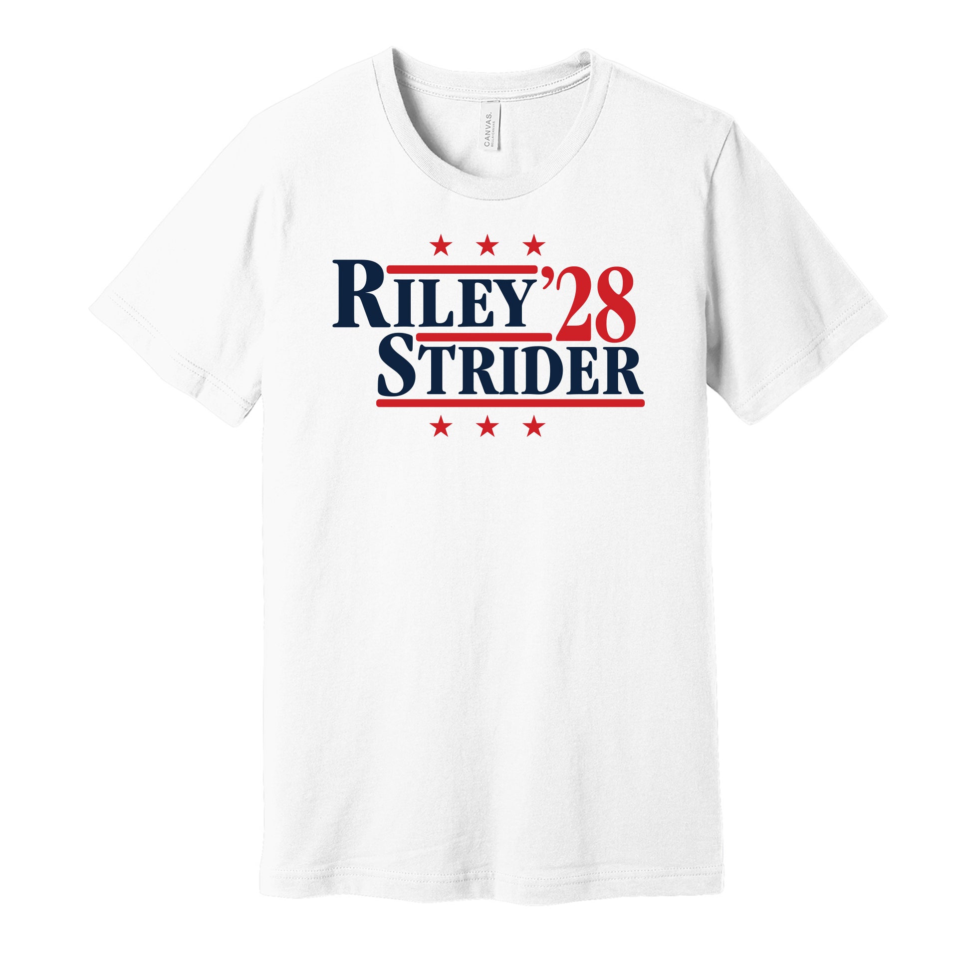 riley strider '28 for president 2028 atlanta braves fan election parody white shirt