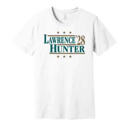lawrence hunter '28 for president trevor travis hunter jacksonville jaguars fan white shirt election parody tee