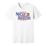 necas mackinnon '28 for president 2028 colorado avalanche avs fan white shirt gameday tee 2026