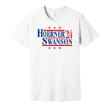 nico hoerner dansby swanson for president 2024 chicago cubs fan white shirt