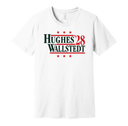 quinn hughes wallstedt '28 for president 2028 minnesota wild fan white shirt gameday hype tee