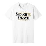 shough olave '28 new orleans saints fan white shirt for president 2028 gameday tee