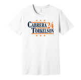 miguel cabrera spencer torkelson for president 2024 detroit tigers baseball white shirt