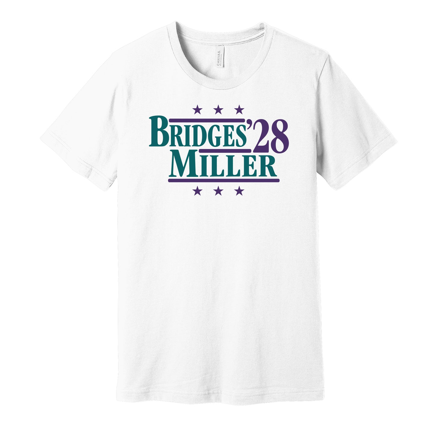 bridges miller '28 for president 2028 charlotte hornets fan election parody white shirt