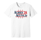 albies acuna jr '28 for president 2028 atlanta braves fan election parody white shirt