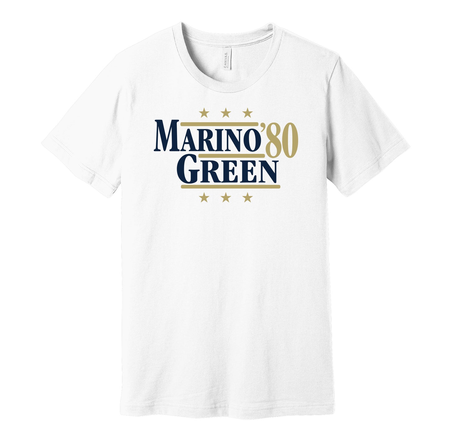 Pittsburgh Panthers retro political campaign parody white t-shirt featuring Dan Marino and Hugh Green '80, designed in a vintage election style by Hyper Than Hype Shirts.