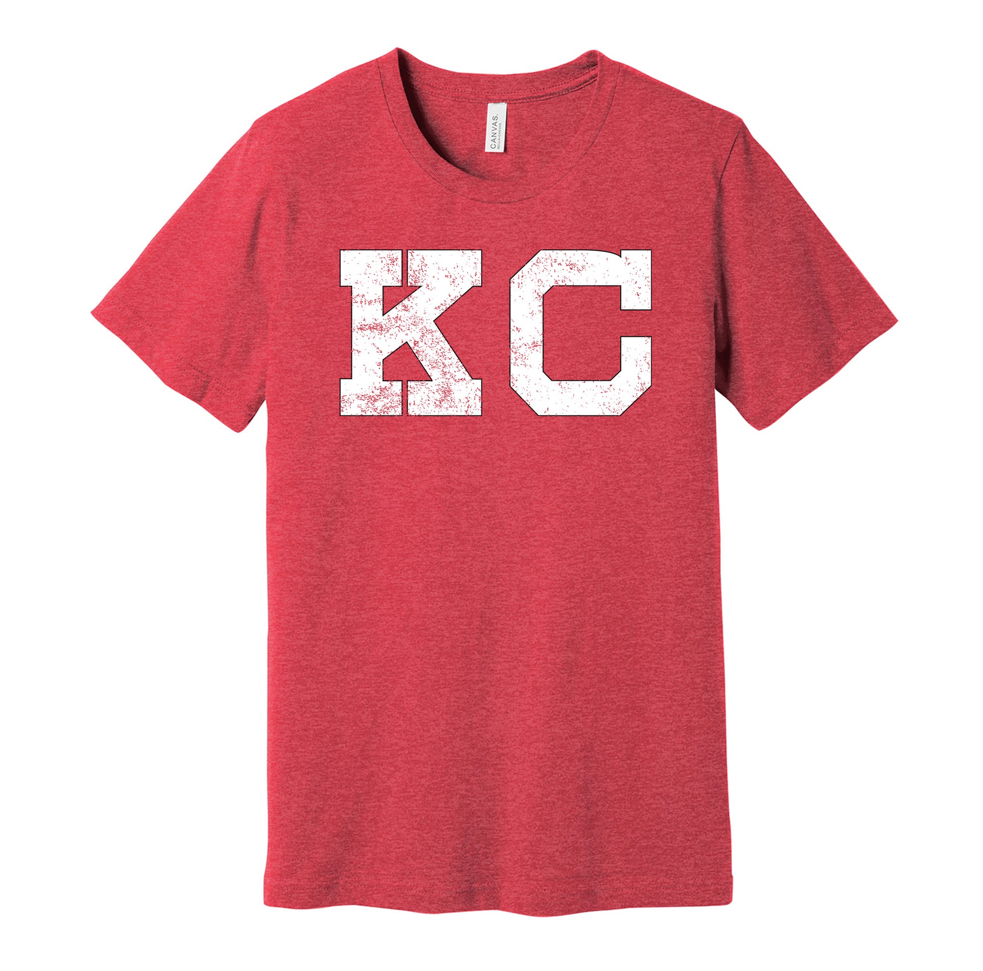Kansas City Monarchs vintage distressed KC logo red t-shirt featuring the classic Negro League baseball team logo in a retro worn style by Hyper Than Hype Shirts.