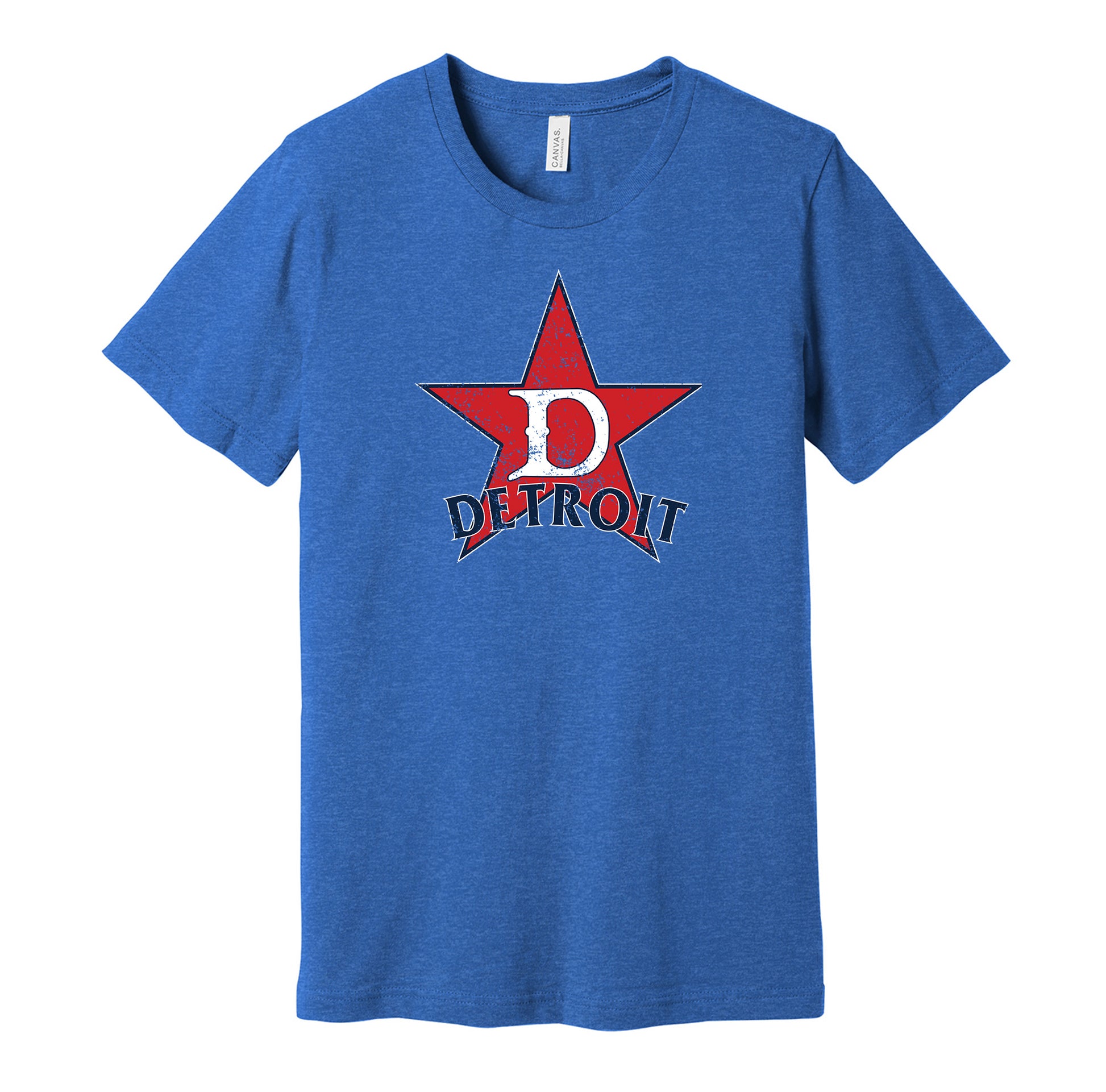 Detroit Stars vintage distressed logo blue t-shirt featuring the classic Negro League baseball team logo in a retro worn style by Hyper Than Hype Shirts.
