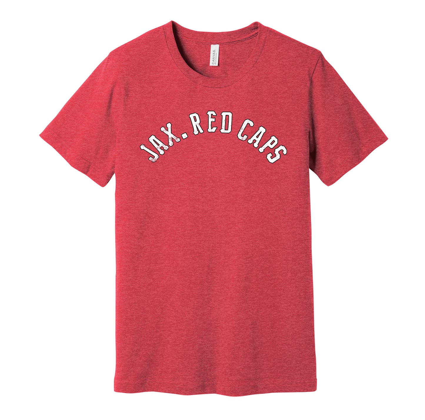 Jacksonville Red Caps vintage distressed logo red t-shirt featuring the classic Negro League baseball team logo in a retro worn style by Hyper Than Hype Shirts.