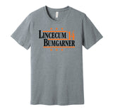 lincecum bumgarner 2014 giants retro throwback grey shirt