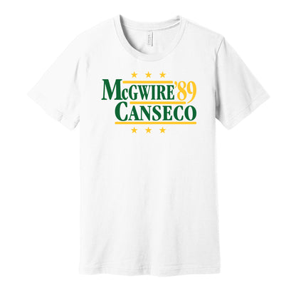 mark mcgwire jose canseco oakland as retro throwback white tshirt