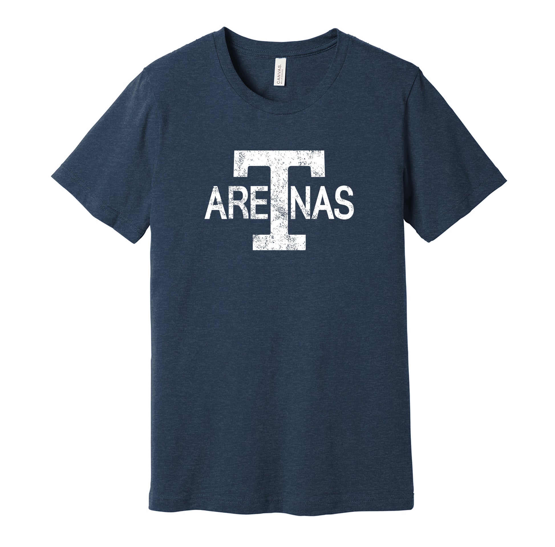 Toronto Arenas vintage distressed logo navy t-shirt featuring the classic early hockey team logo in a retro worn style by Hyper Than Hype Shirts.