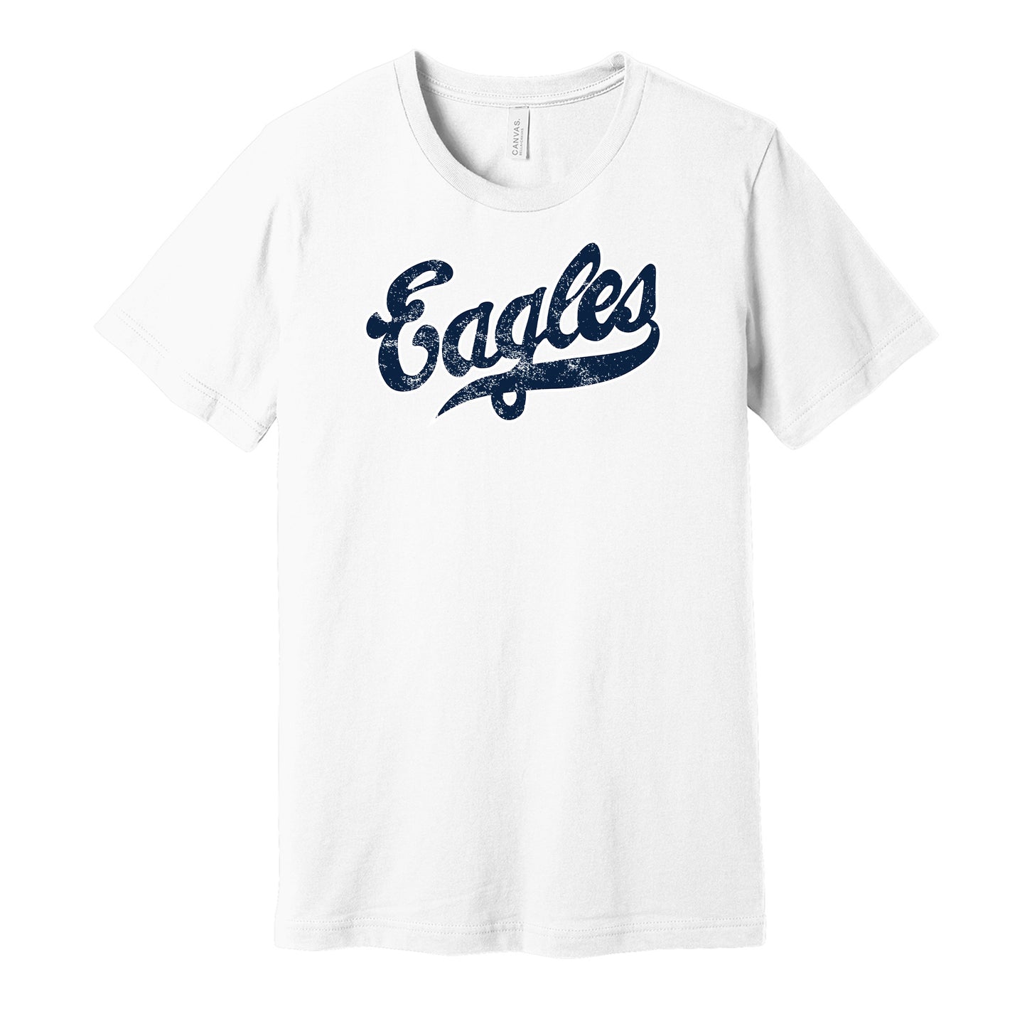 Eagles vintage distressed logo white t-shirt featuring the classic Negro League baseball team text logo in a retro worn style by Hyper Than Hype Shirts.