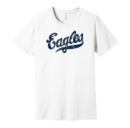 Eagles vintage distressed logo white t-shirt featuring the classic Negro League baseball team text logo in a retro worn style by Hyper Than Hype Shirts.
