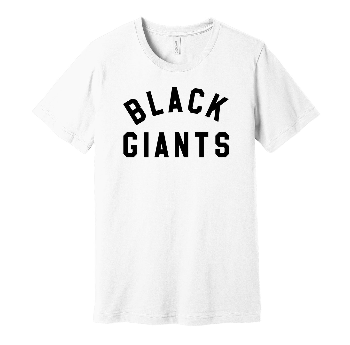 Dallas Black Giants vintage distressed logo white t-shirt featuring the classic Negro League baseball team logo in a retro worn style by Hyper Than Hype Shirts.