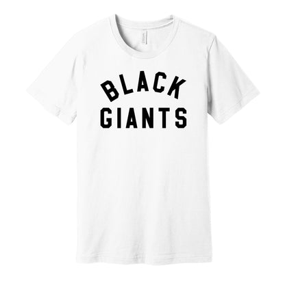 Dallas Black Giants vintage distressed logo white t-shirt featuring the classic Negro League baseball team logo in a retro worn style by Hyper Than Hype Shirts.