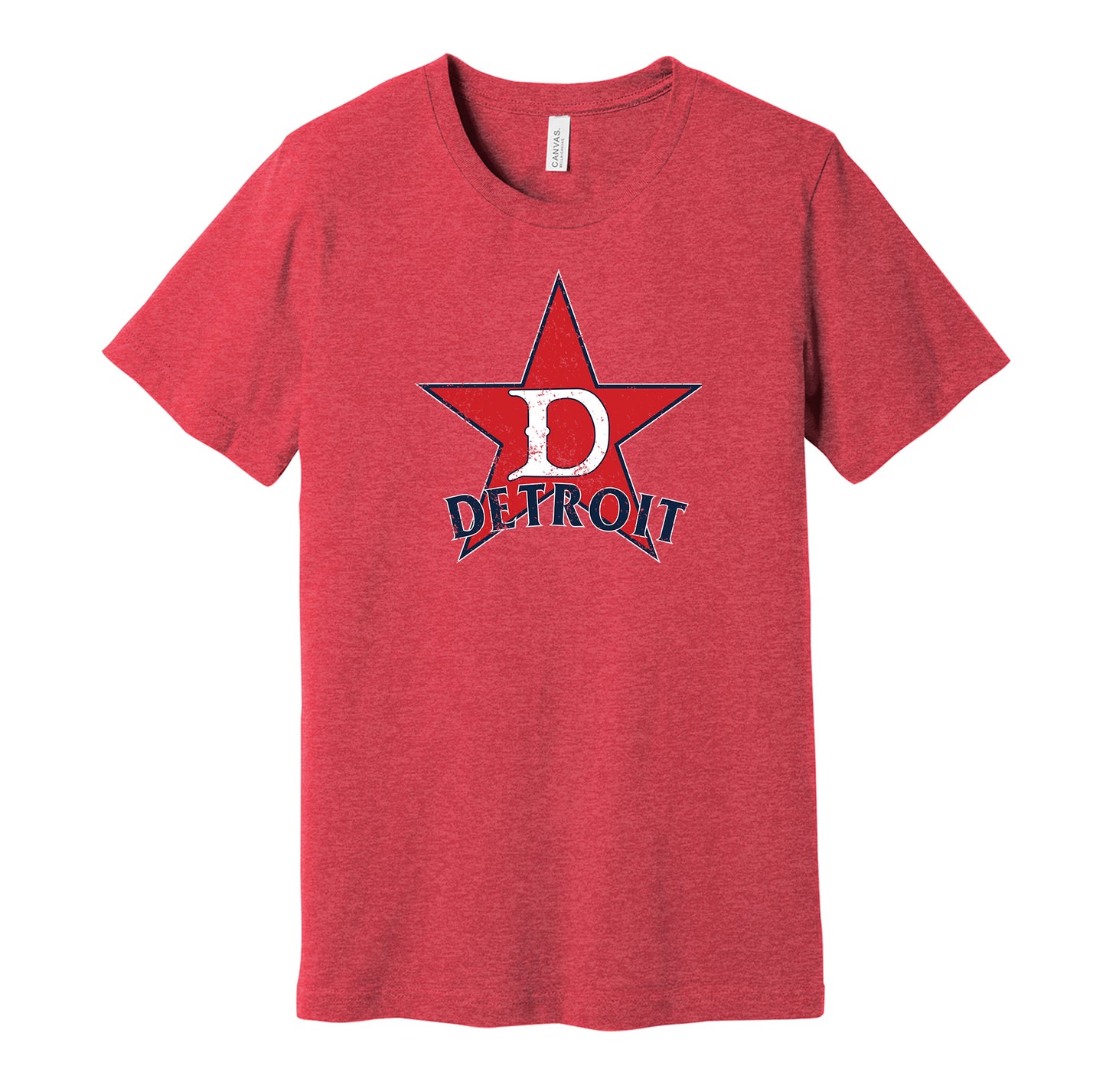Detroit Stars vintage distressed logo red t-shirt featuring the classic Negro League baseball team logo in a retro worn style by Hyper Than Hype Shirts.