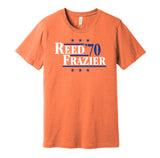 willis reed clyde frazier for presiden 1970 knicks retro orange shirt