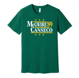 mark mcgwire jose canseco oakland as retro throwback green tshirt