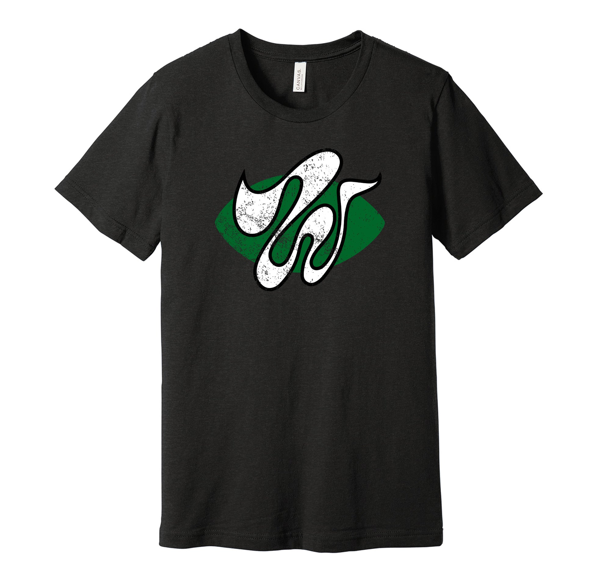 Chicago Winds vintage distressed logo black t-shirt featuring the classic 1970s WFL football team logo in a retro worn style by Hyper Than Hype Shirts.