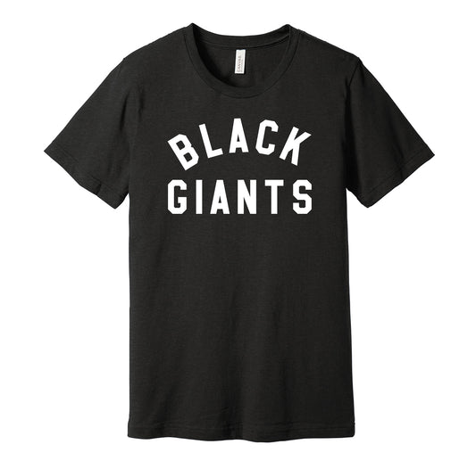 Dallas Black Giants vintage distressed logo black t-shirt featuring the classic Negro League baseball team logo in a retro worn style by Hyper Than Hype Shirts.