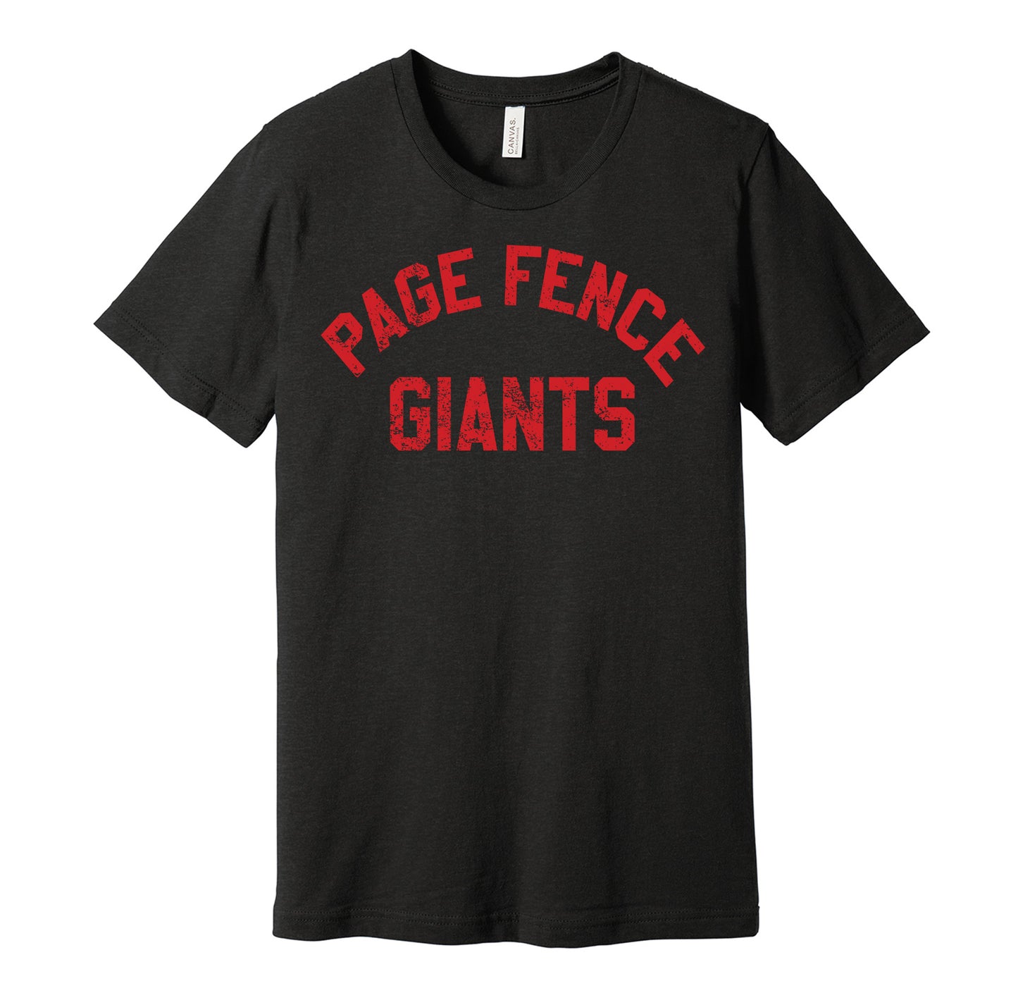 Page Fence Giants vintage distressed logo black t-shirt featuring the classic Negro League baseball team logo in a retro worn style by Hyper Than Hype Shirts.