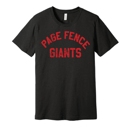 Page Fence Giants vintage distressed logo black t-shirt featuring the classic Negro League baseball team logo in a retro worn style by Hyper Than Hype Shirts.