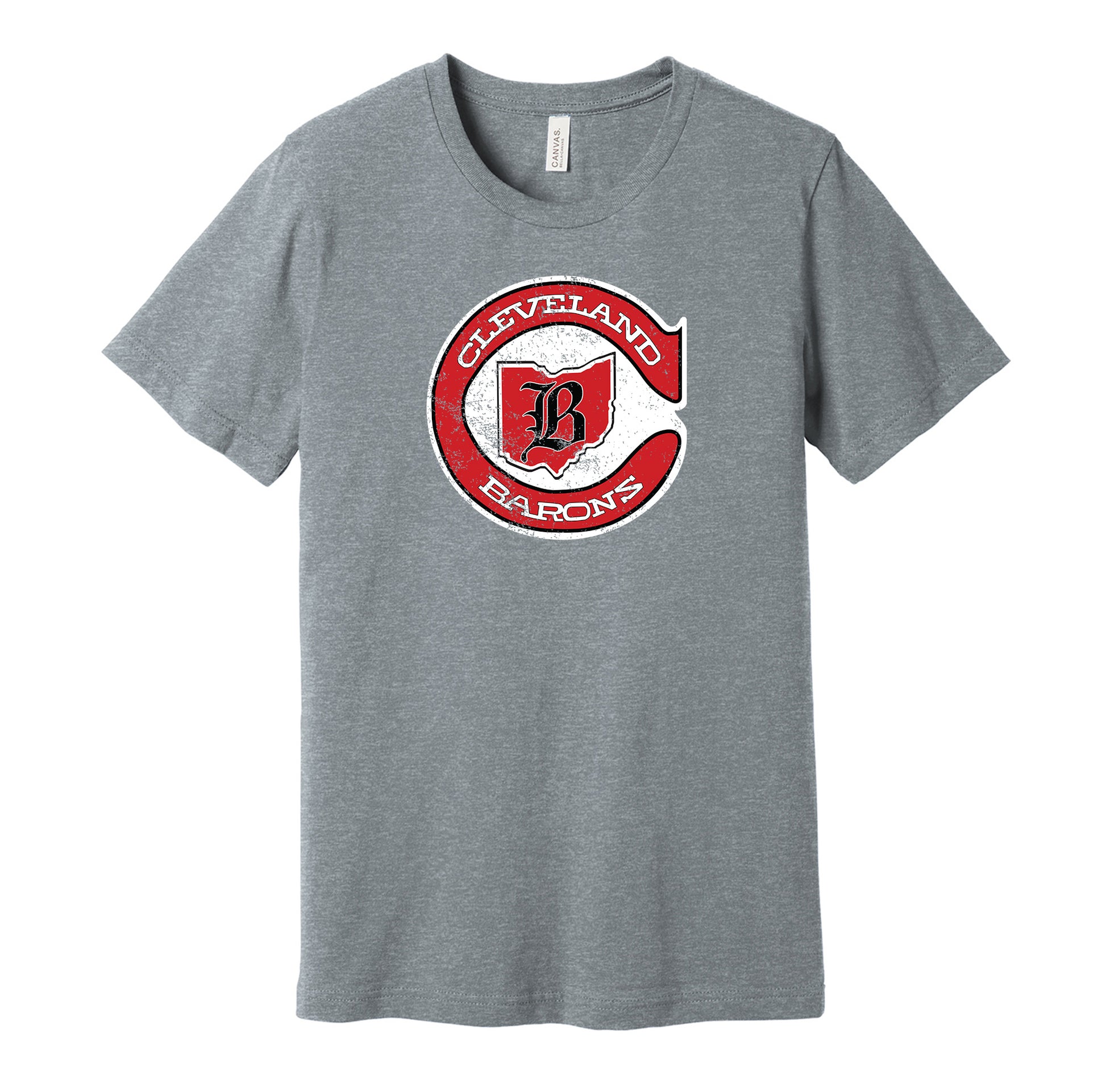 cleveland barons logo retro throwback grey shirt