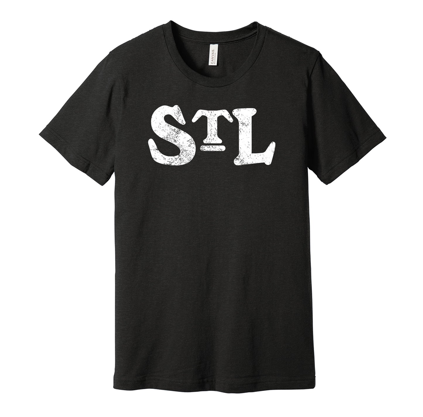 St. Louis Stars vintage distressed STL logo black t-shirt featuring the classic Negro League baseball team logo in a retro worn style by Hyper Than Hype Shirts.