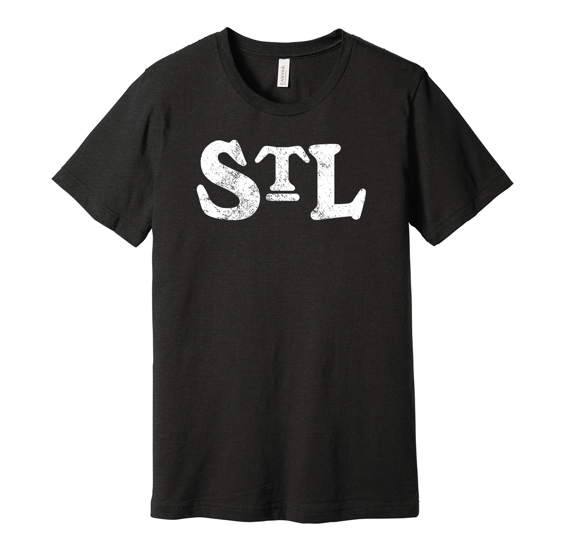 St. Louis Stars vintage distressed STL logo black t-shirt featuring the classic Negro League baseball team logo in a retro worn style by Hyper Than Hype Shirts.