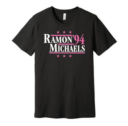 Professional wrestling retro political campaign parody black t-shirt featuring Razor Ramon and Shawn Michaels '94, designed in a vintage election style by Hyper Than Hype Shirts.