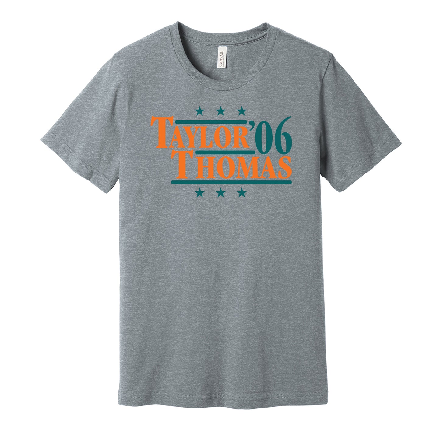 taylor thomas 2006 dolphins retro throwback grey tshirt