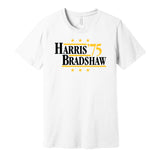 harris bradshaw 1975 steelers retro throwback white tshirt