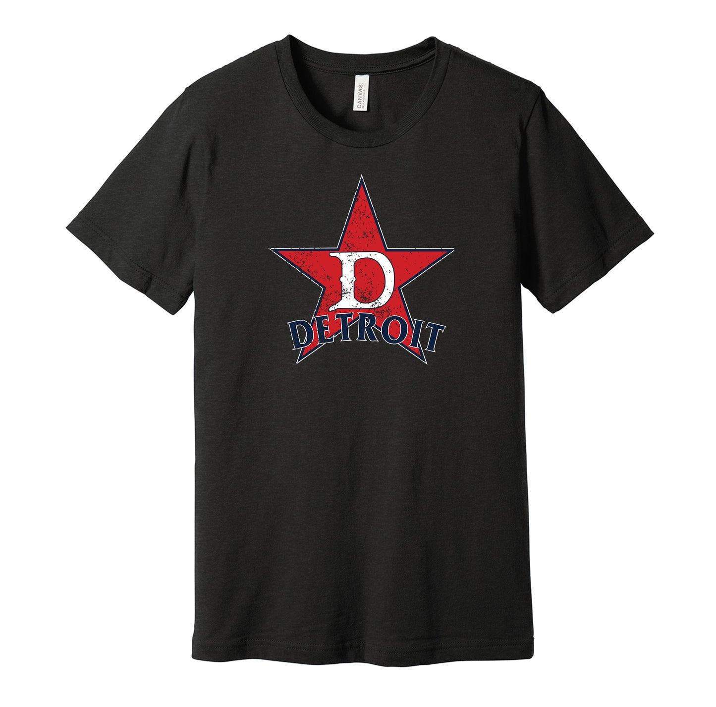 Detroit Stars vintage distressed logo black t-shirt featuring the classic Negro League baseball team logo in a retro worn style by Hyper Than Hype Shirts.